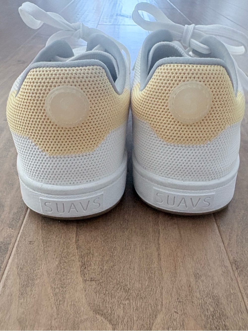 SUAVS Women's Breathable Knit Lace-Up Low Top Sneakers White/Yellow Sz 9 - Picture 5 of 9